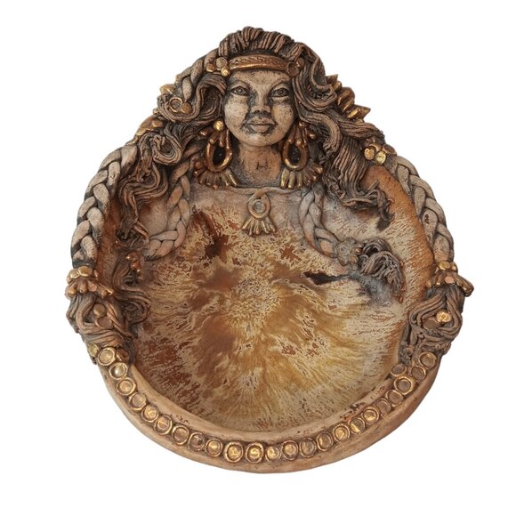 Turtle Sea Goddess Mermaid Pottery Bowl Turtle Shell Shape